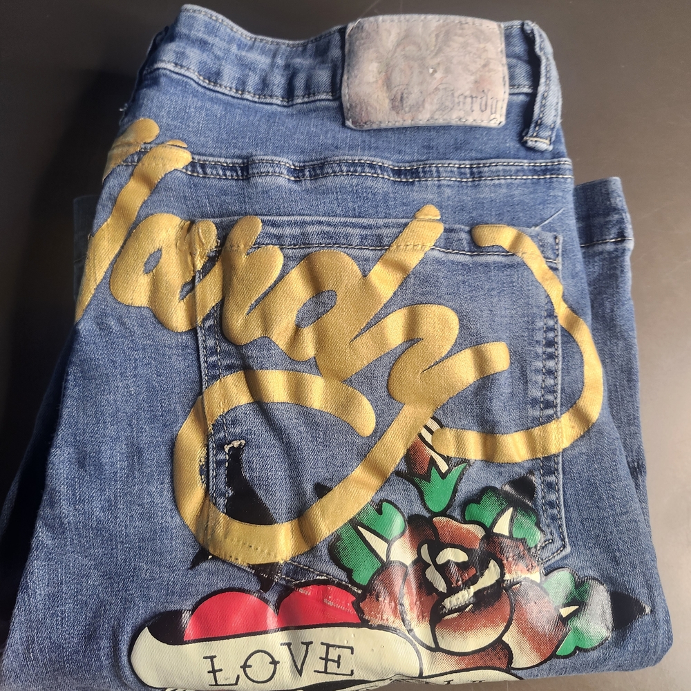 Ed HARDY JEANS Women's Boot Cut Jeans - Blue with Gold Accents - Picture 2 of 12